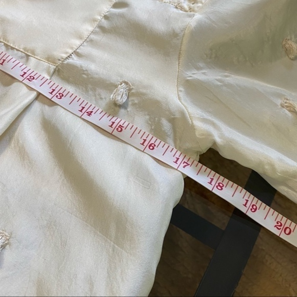 Anthropologie Pepin Cream Crinkled Silk Tassel Blouse Top XS - Picture 15 of 15